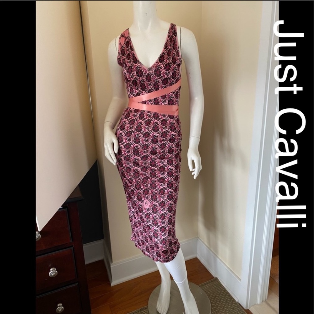 ❤️ Just Cavalli NWT👗Jersey Midi Dress Sexy, Sz 42 US 6